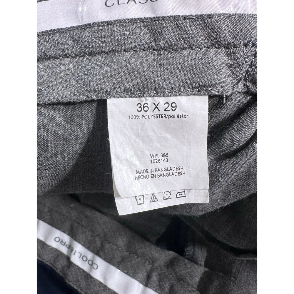 Haggar Cool 18 Pro Navy Blue Dress Pants Mens 36x29 Classic Fit Flat Front Chino